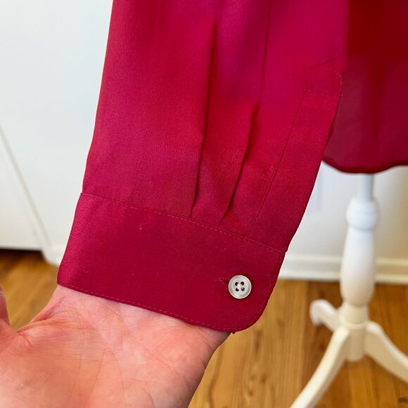 Banana Republic 100% Silk Blouse Oxblood Red Luxe Minimalist Capsule Wardrobe - Picture 9 of 11